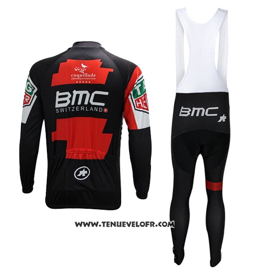 2017 Maillot Ciclismo BMC Rouge et Blanc Manches Longues et Cuissard